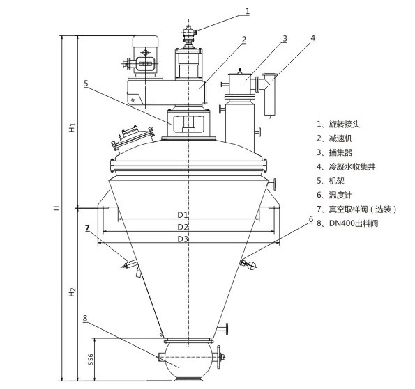 单锥真空干燥（zào）机结构图