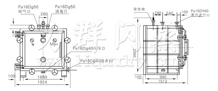 方形靜態真空幹燥機結構示意圖